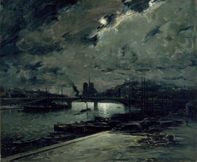Quai a la Seine, Paris, by Moonlight by Frank Myers Boggs